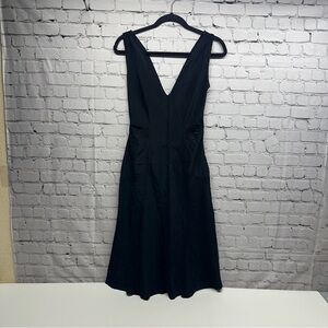 Alberta Ferretti Black Backless Dress silk size 8 v neck